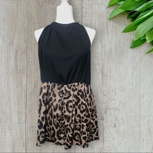Shein Leopard Print Shorts Romper 1 Piece with Tie Halter Top Style Size 2X